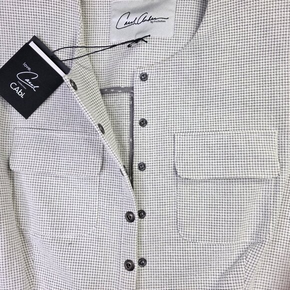 CAbi Carol Anderson Blazer Womens 6 White Black Check Zip Line Peplum Jacket - Picture 3 of 14